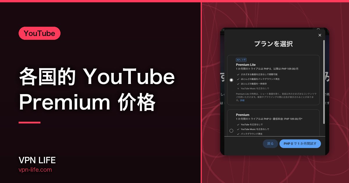 各国的 YouTube Premium 价格