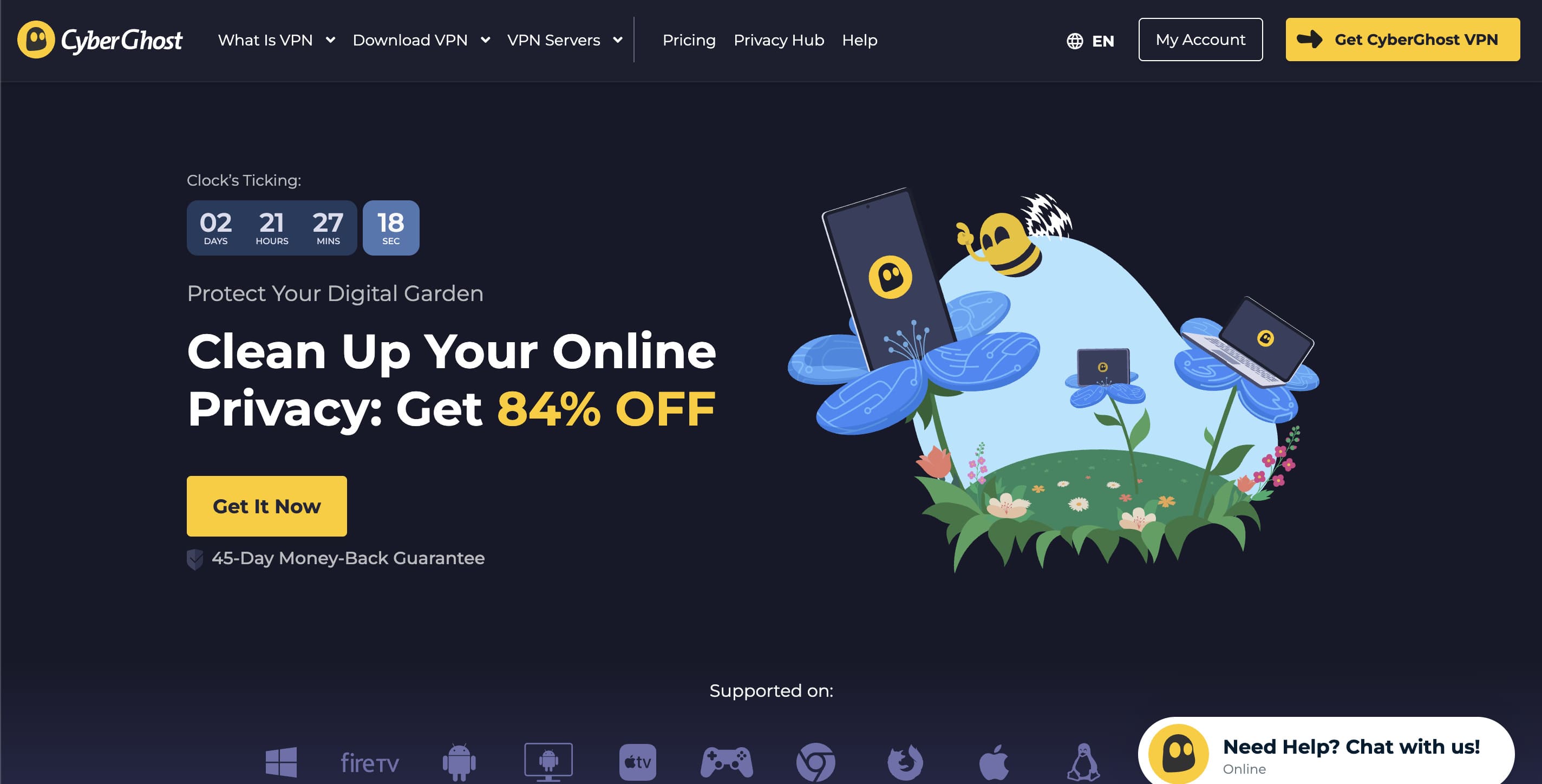 CyberGhost 的实际界面
