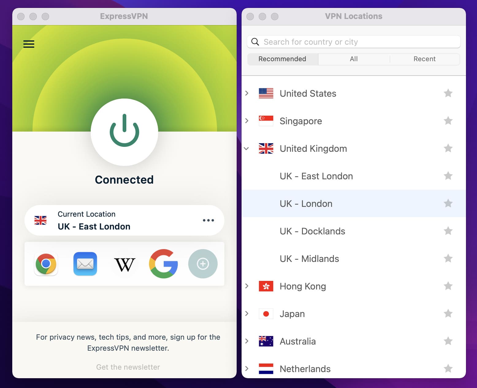 Connecting to a server in United Kingdom