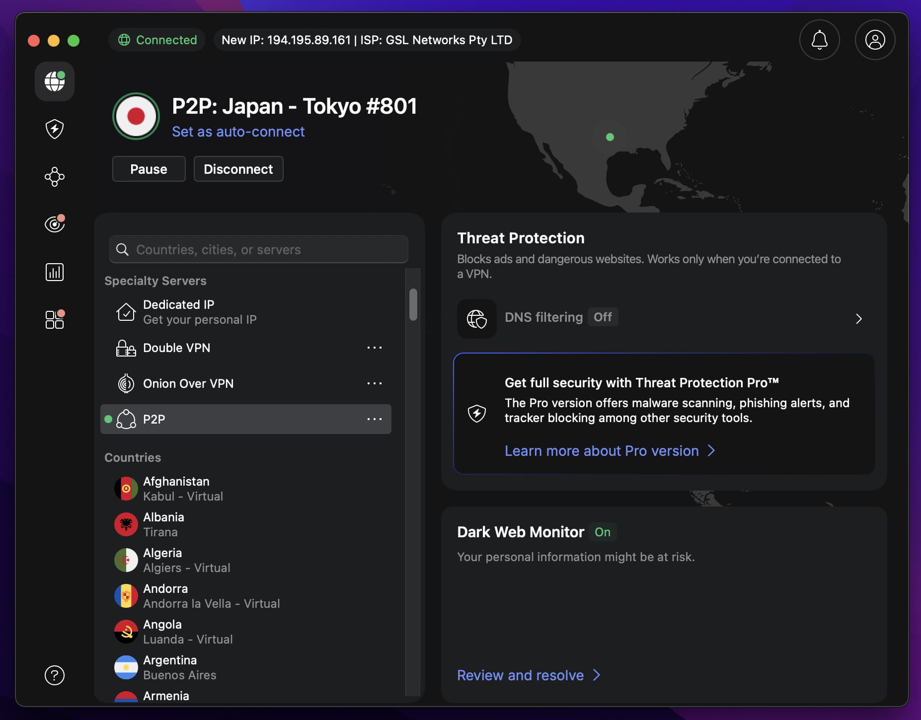 NordVPN in use