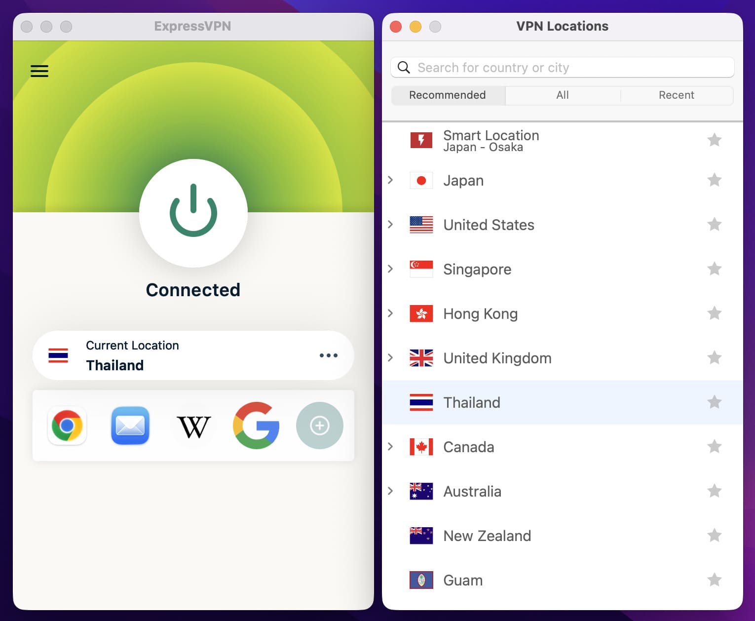 Connecting to a server in Thailand